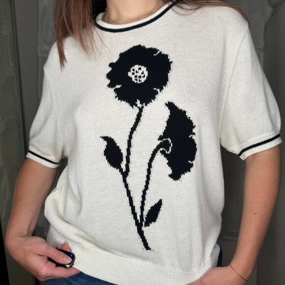 American Vintage Sweaters - American Vintage Women's White and Black Jumper